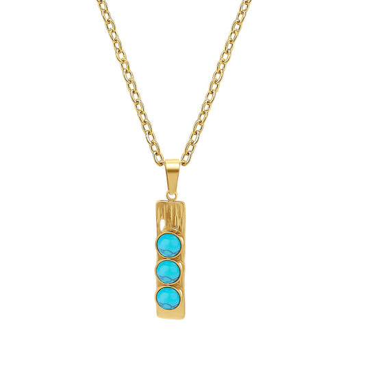18K Turquoise Three Stone Necklace