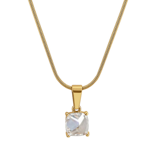 18K White Topaz Birthstone Necklace