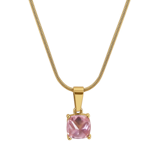 18K Rose Quartz Birthstone Necklace