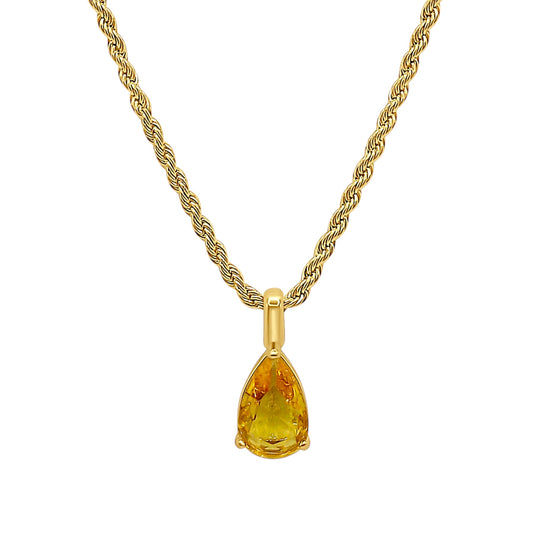 Citrine Gemstone Water Drop Necklace