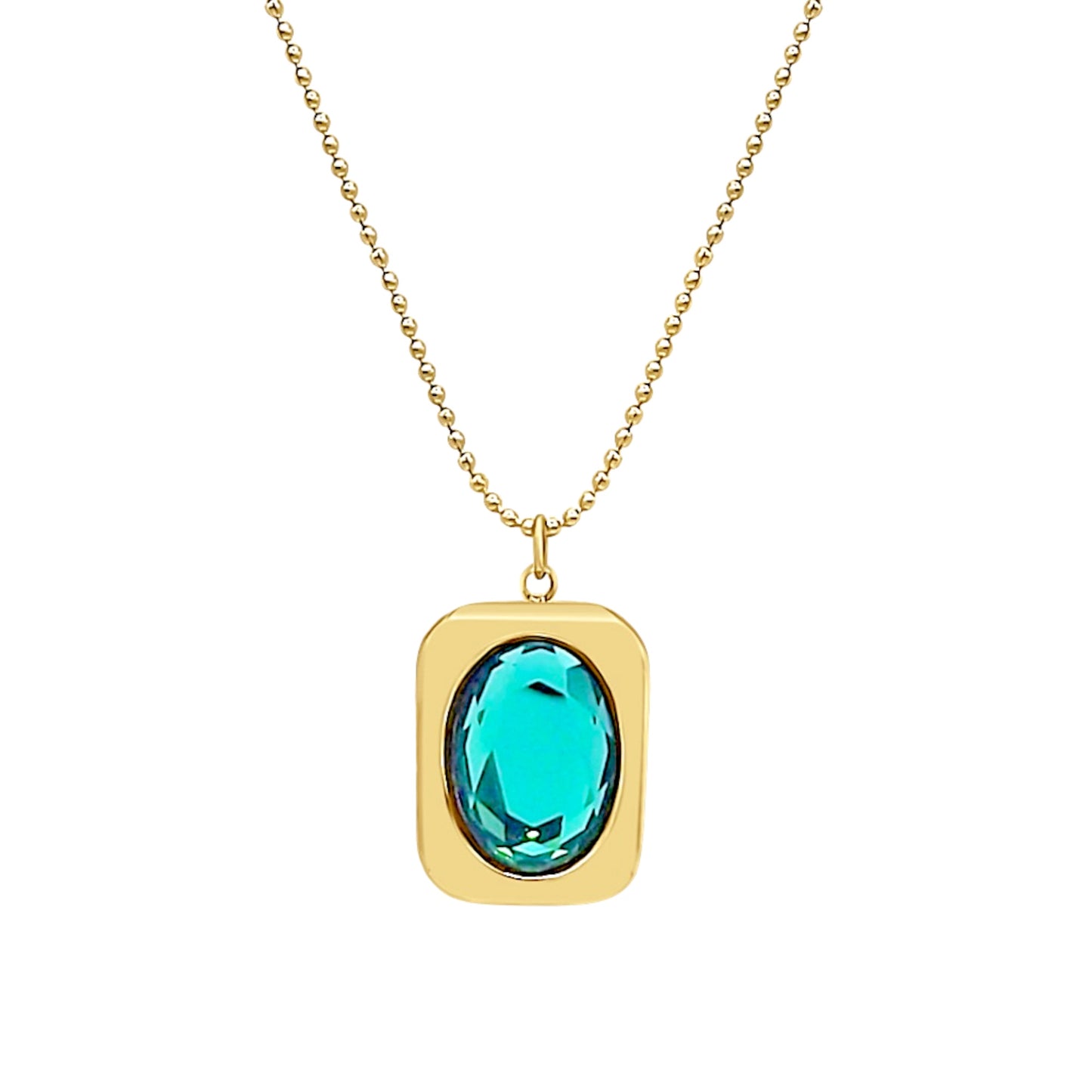 Blue Topaz Square Necklace