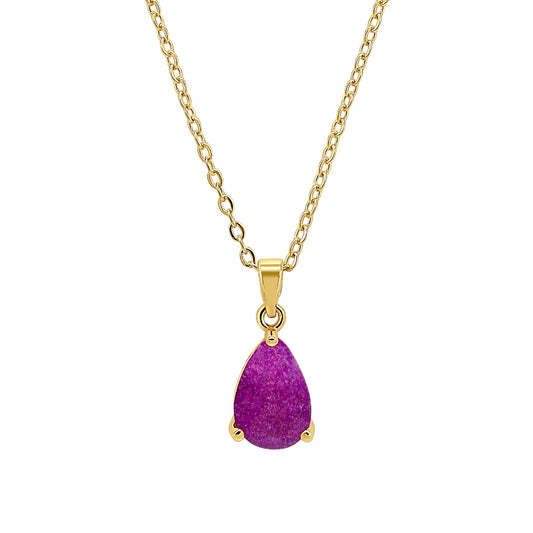 18K February Gemstone Teardrop Necklace