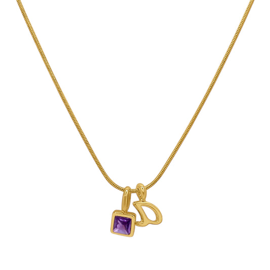 Amethyst Birthstone Name Necklace