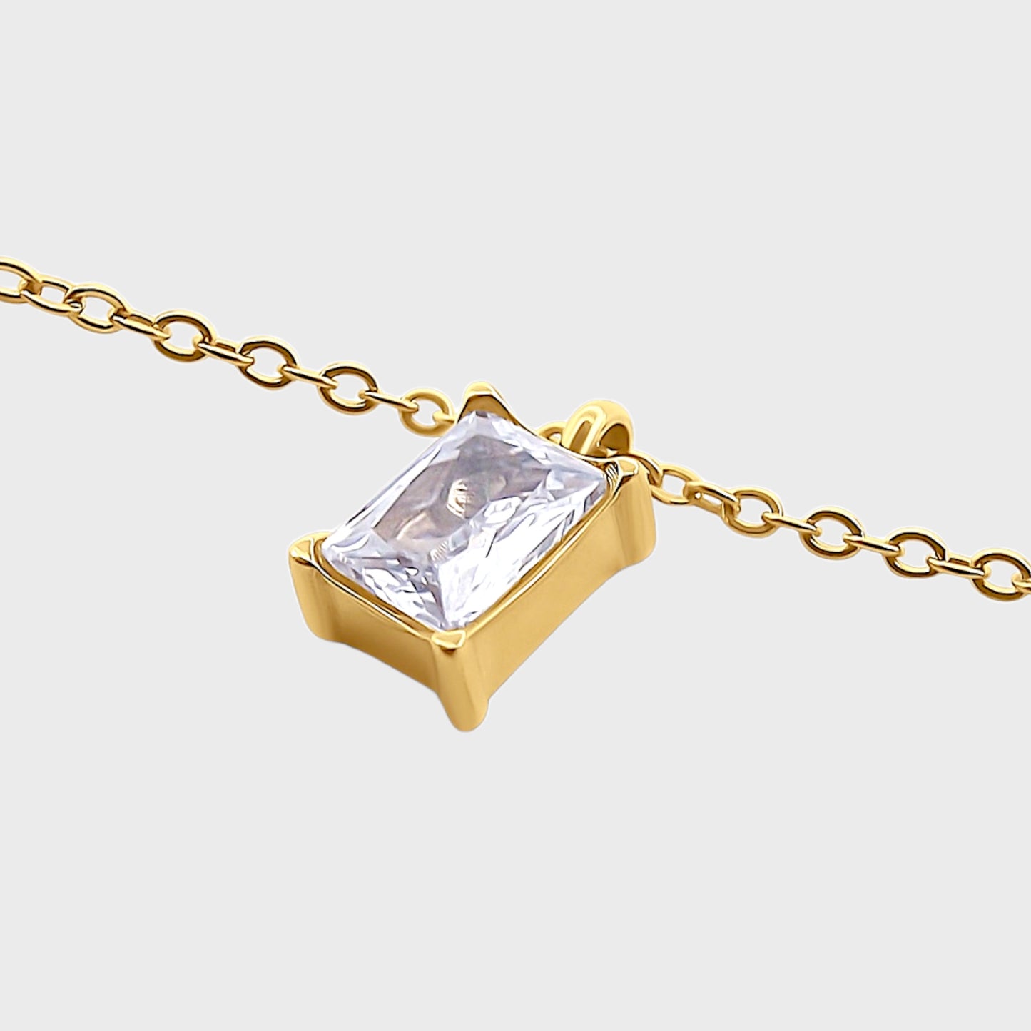 White Quartz April Gold Necklace