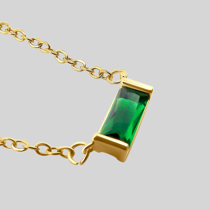 Emerald Baguette Birthstone Gold Necklace