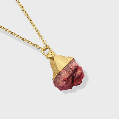 Garnet Crystal Gold Necklace