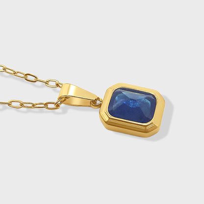 Minimalist Sapphire Charm Necklace