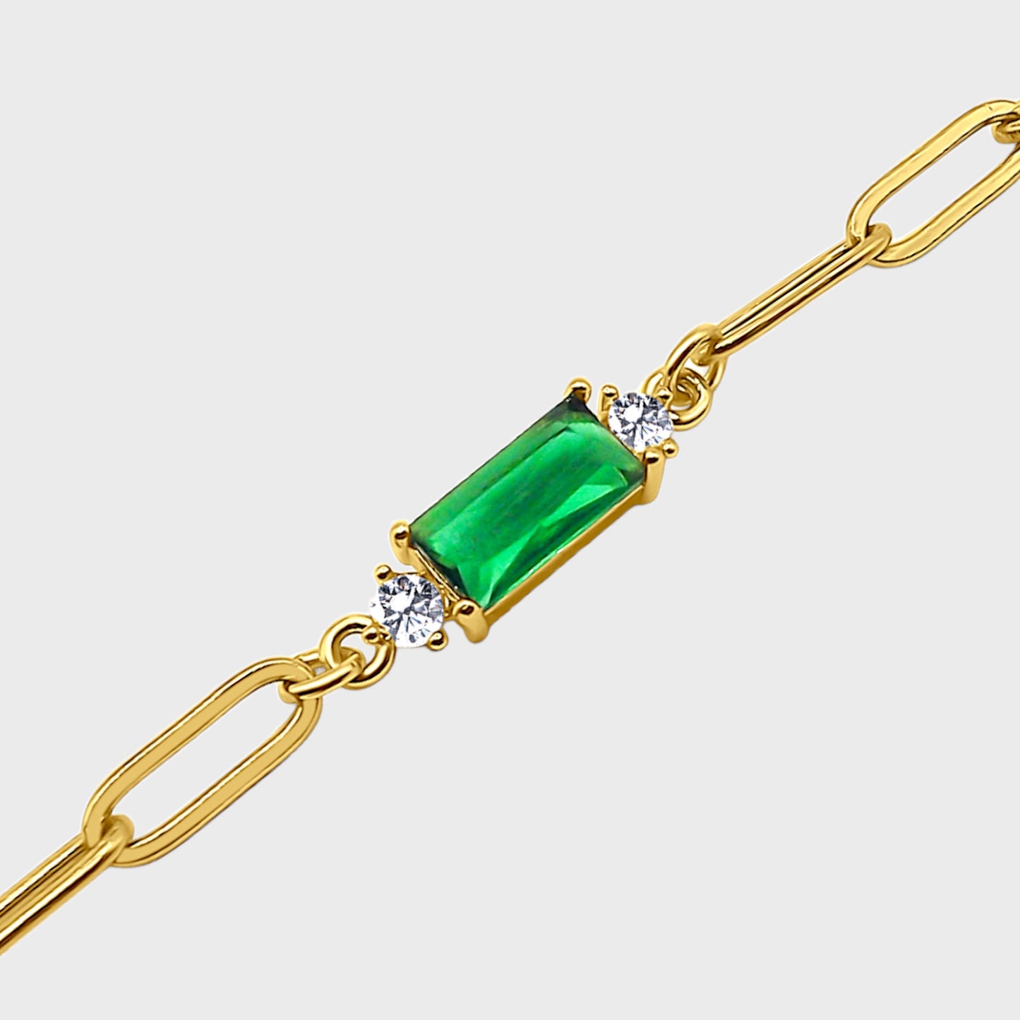 Delicate Emerald Paperclip Bracelet