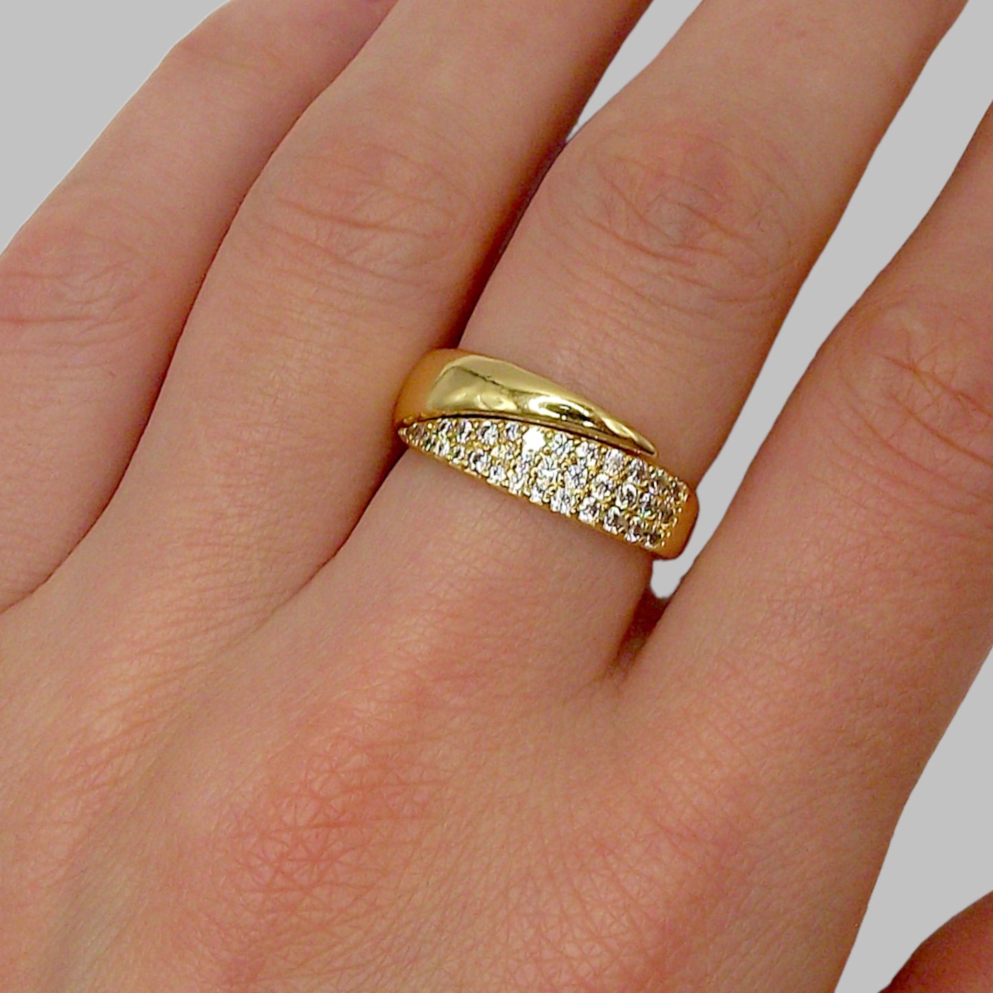 White Topaz Gold Sun Ring