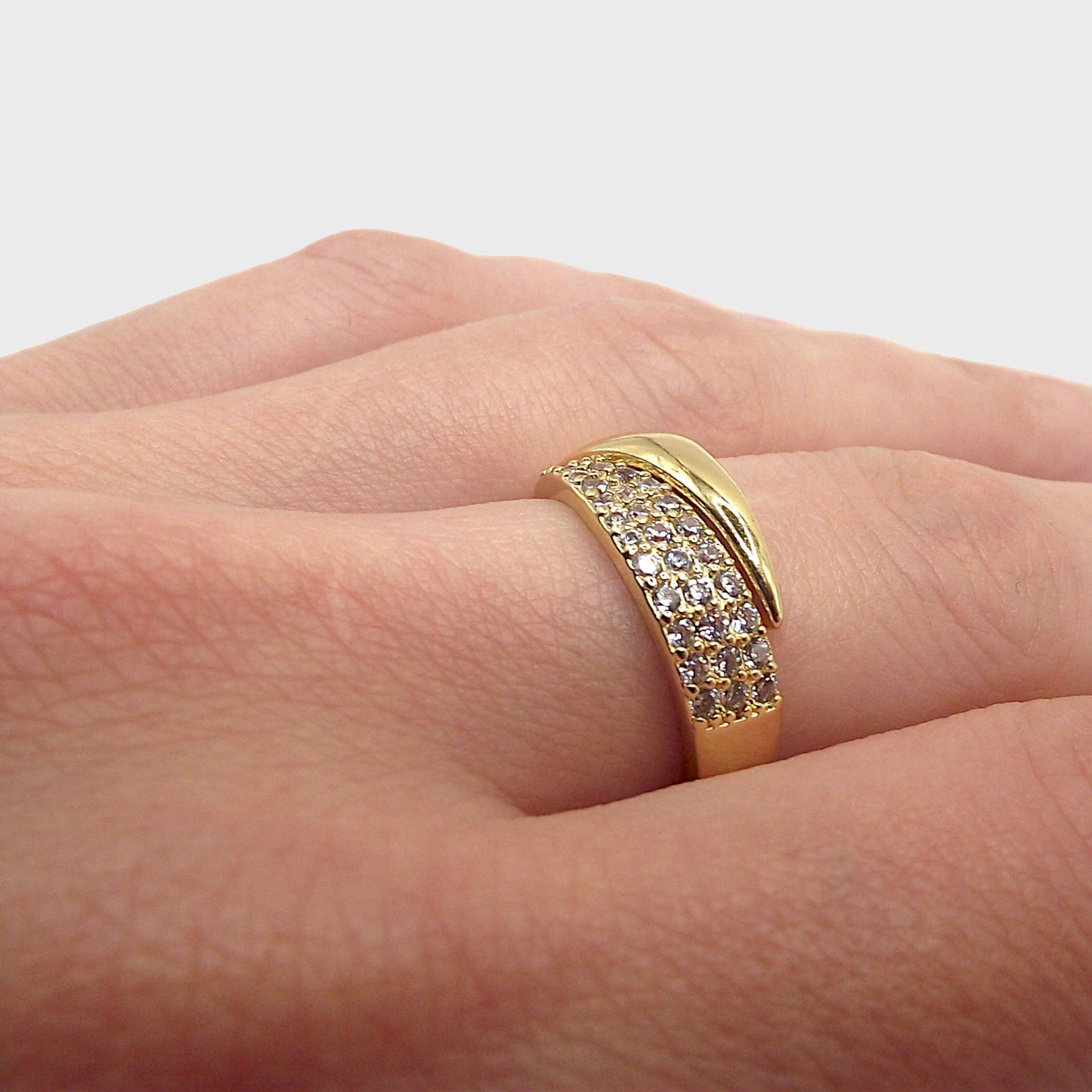 White Topaz Gold Sun Ring