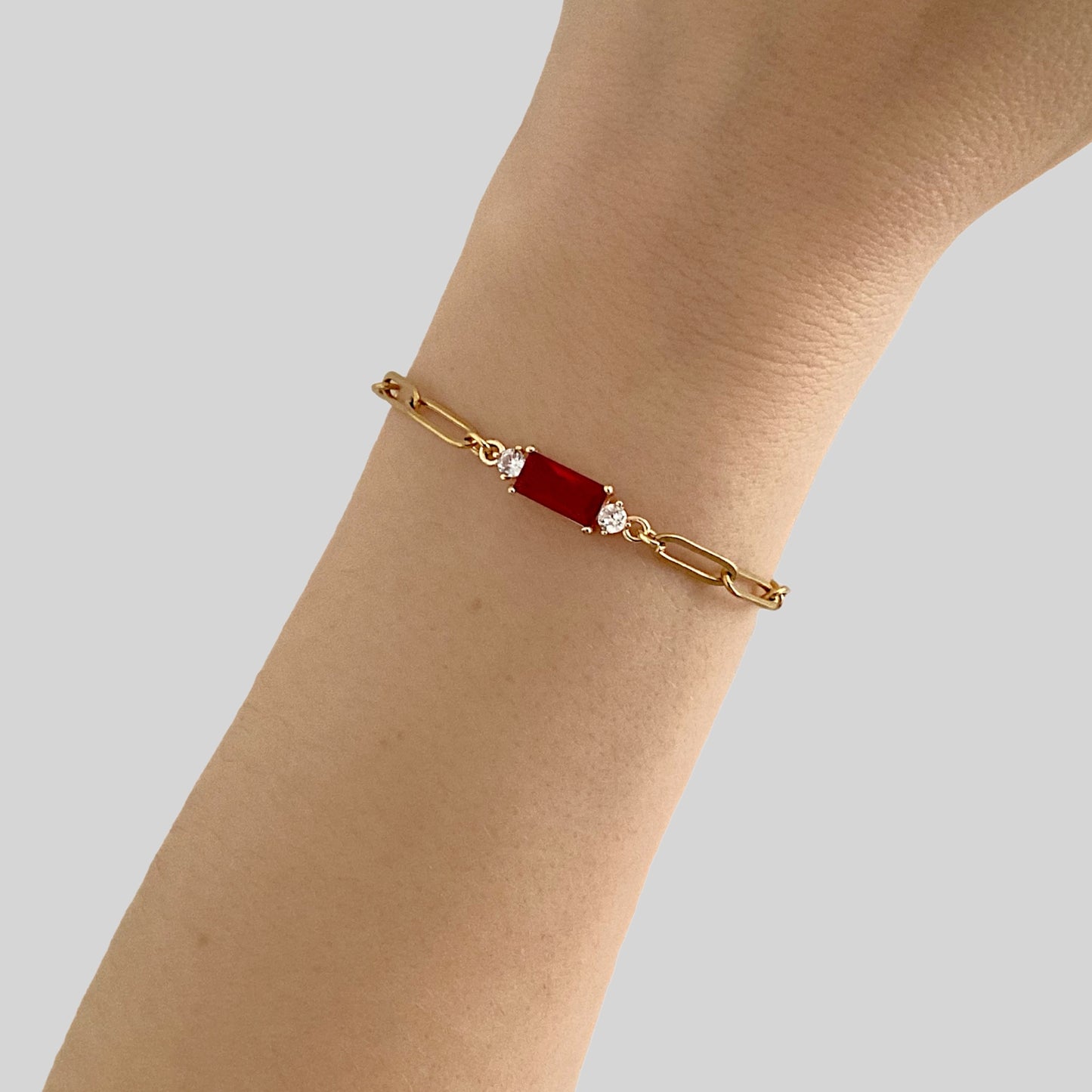 Delicate Garnet Paperclip Bracelet