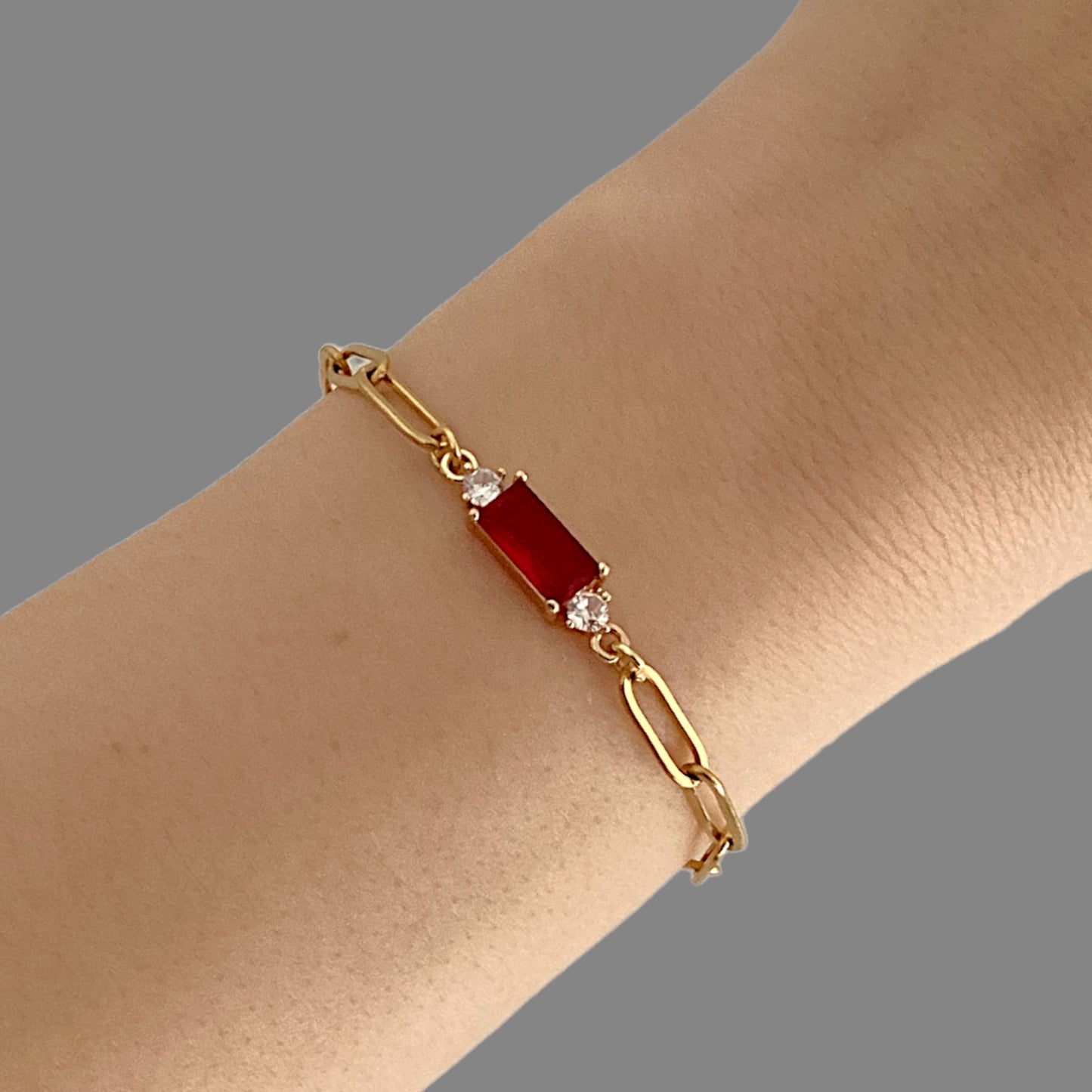 Delicate Garnet Paperclip Bracelet