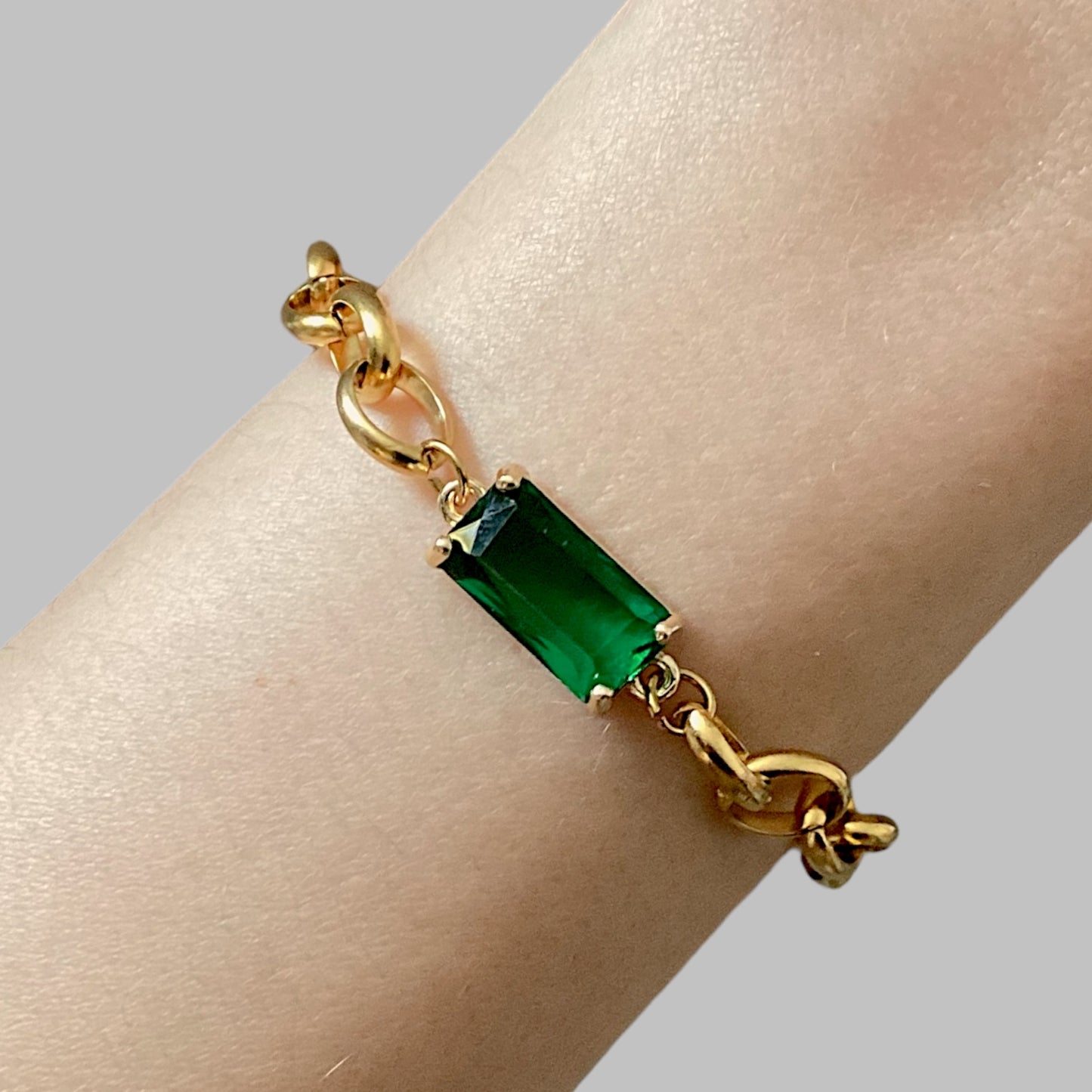 Emerald Gold Link Bracelet