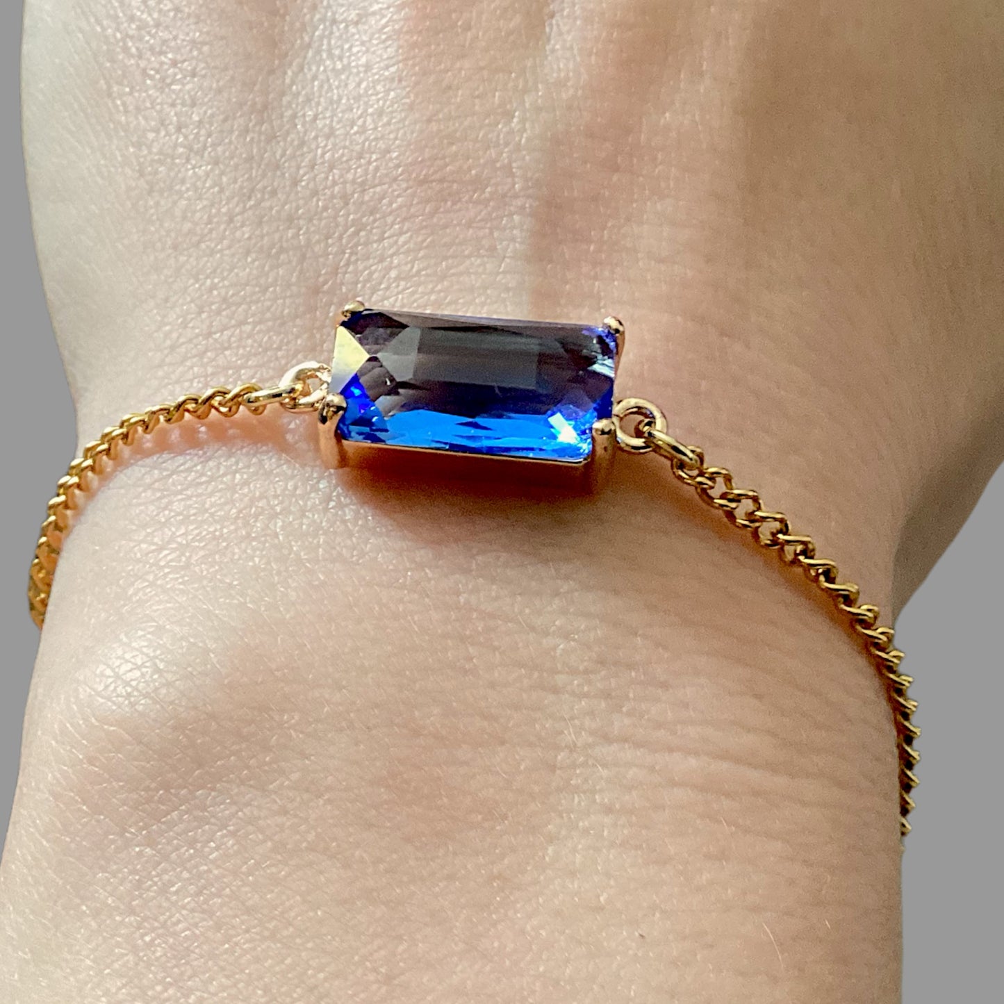 Sapphire Gold Curb Bracelet