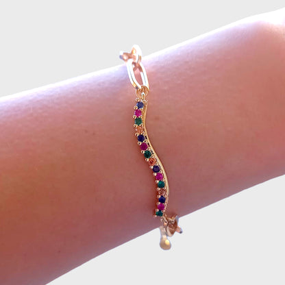 Rainbow Paperclip Geometric Bracelet