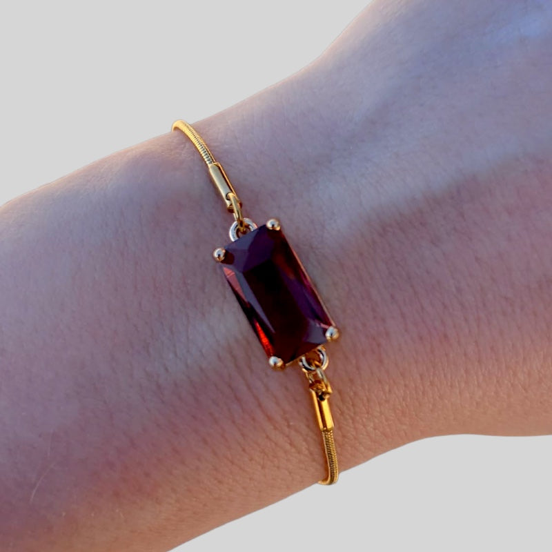 Garnet Gold Snake Bracelet