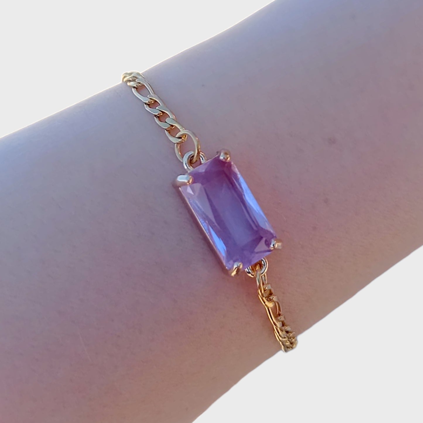 Alexandrite Gold Figaro Bracelet