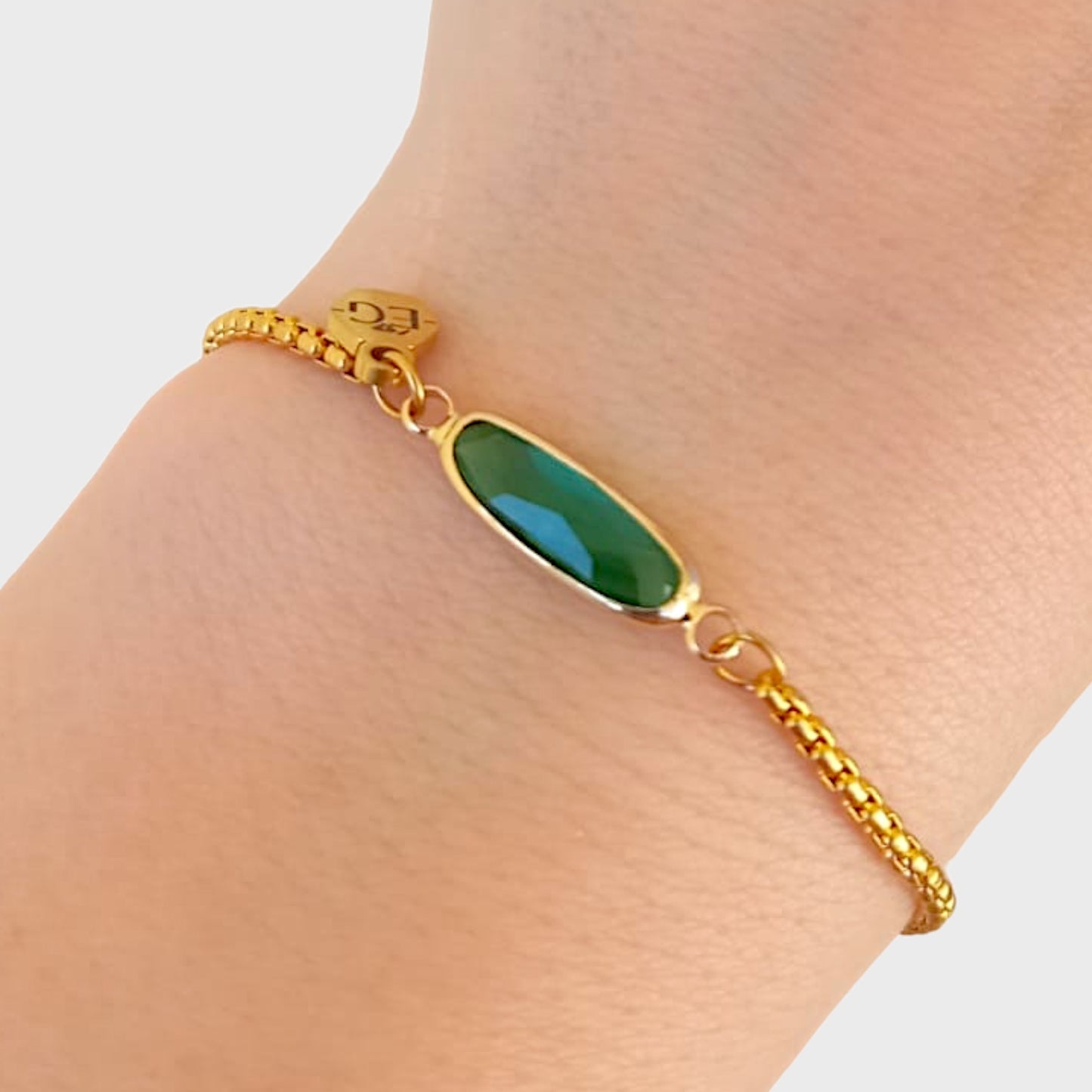 Emerald Baguette Adjustable Bracelet