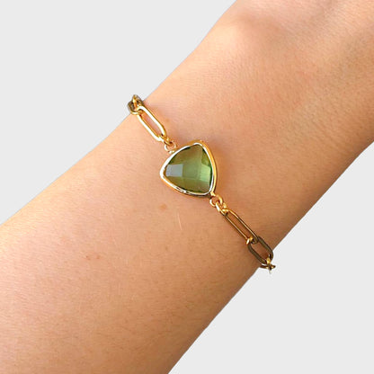 Peridot Birthstone Paperclip Bracelet