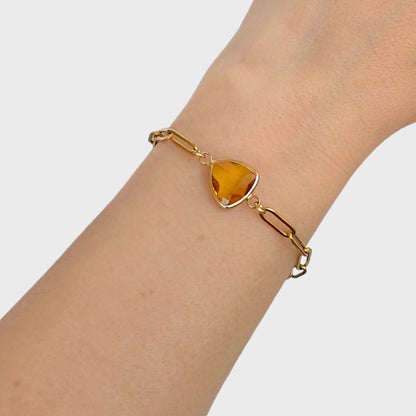 Citrine Birthstone Paperclip Bracelet