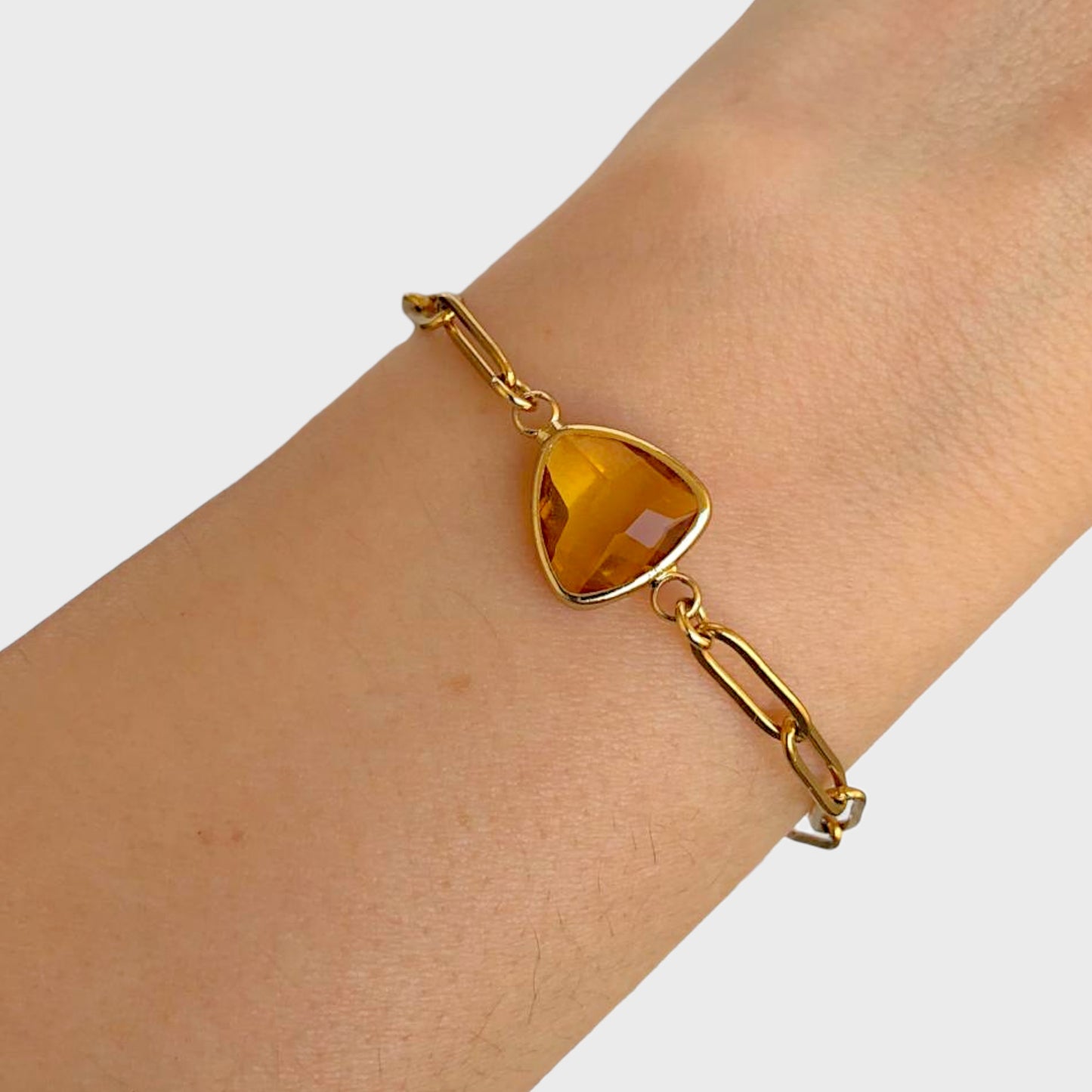 Citrine Birthstone Paperclip Bracelet