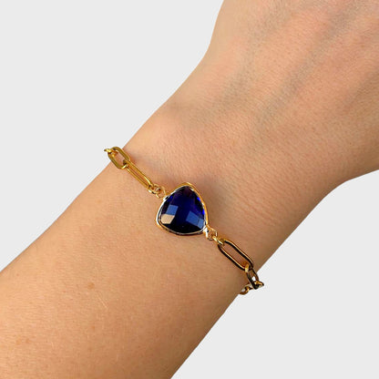 Sapphire Birthstone Paperclip Bracelet