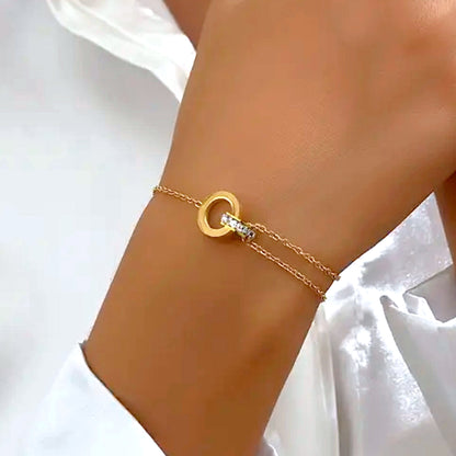 Gold White Topaz  Roman Bracelet