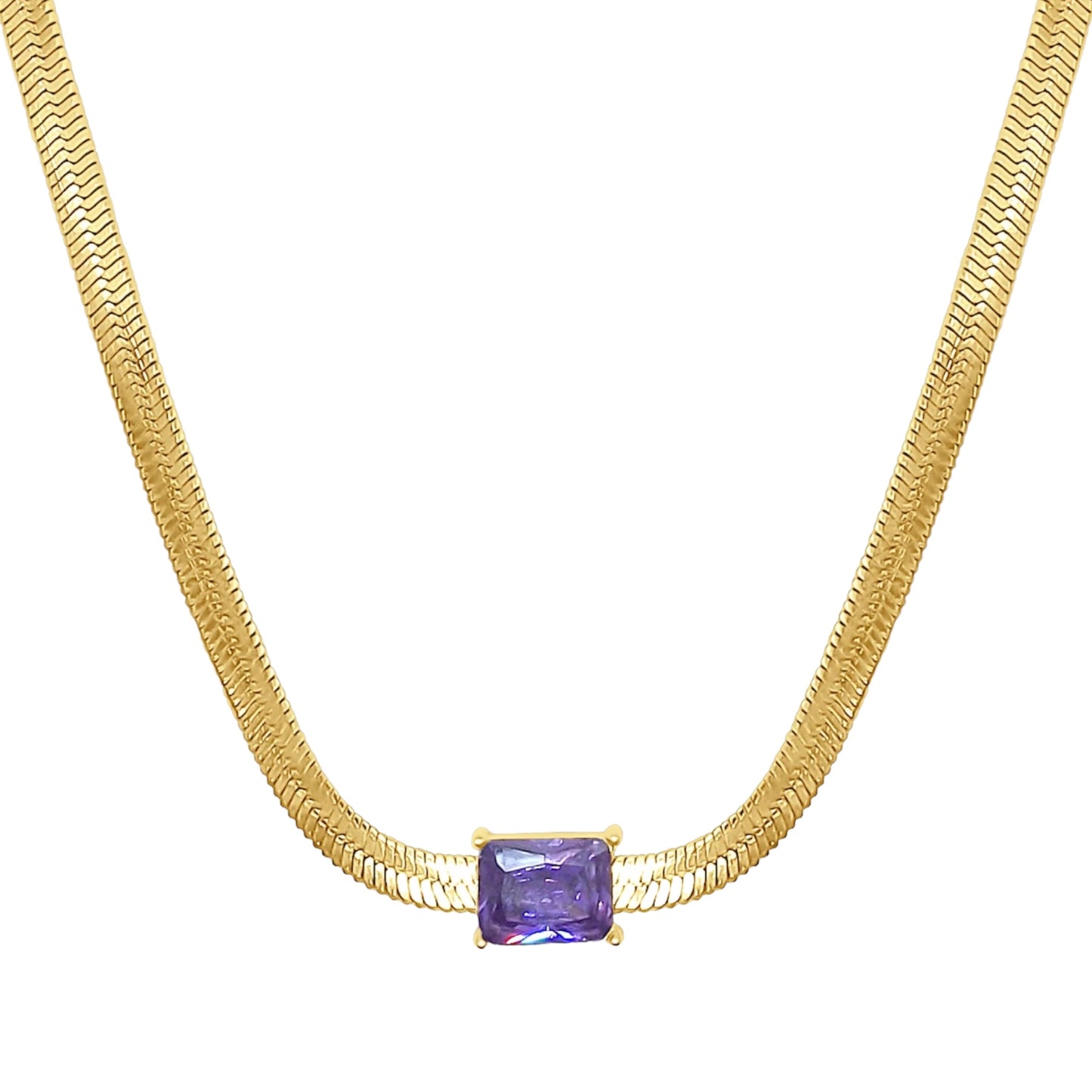 Amethyst Herringbone Zirconia Choker