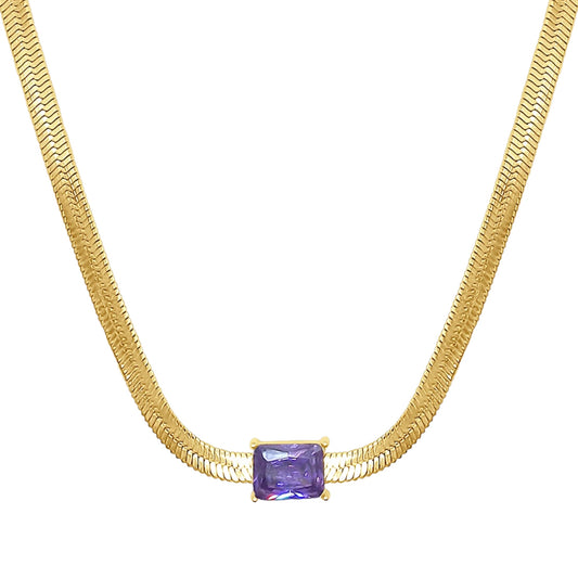 Amethyst Herringbone Zirconia Choker