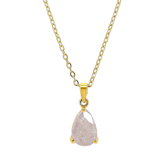 18K April Gemstone Teardrop Necklace