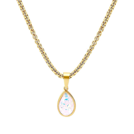 18K Water Drop Opal Necklace