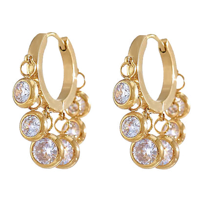 White Topaz Gold Hoop Earrings